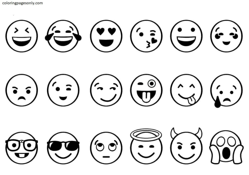 100 Emoji Coloring Pages ColoringPagesOnly