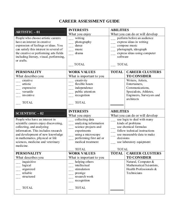 16 Career Assessment Examples To Download