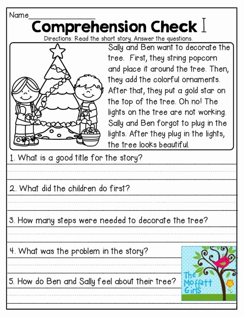 1st Grade Comprehension Worksheets Free