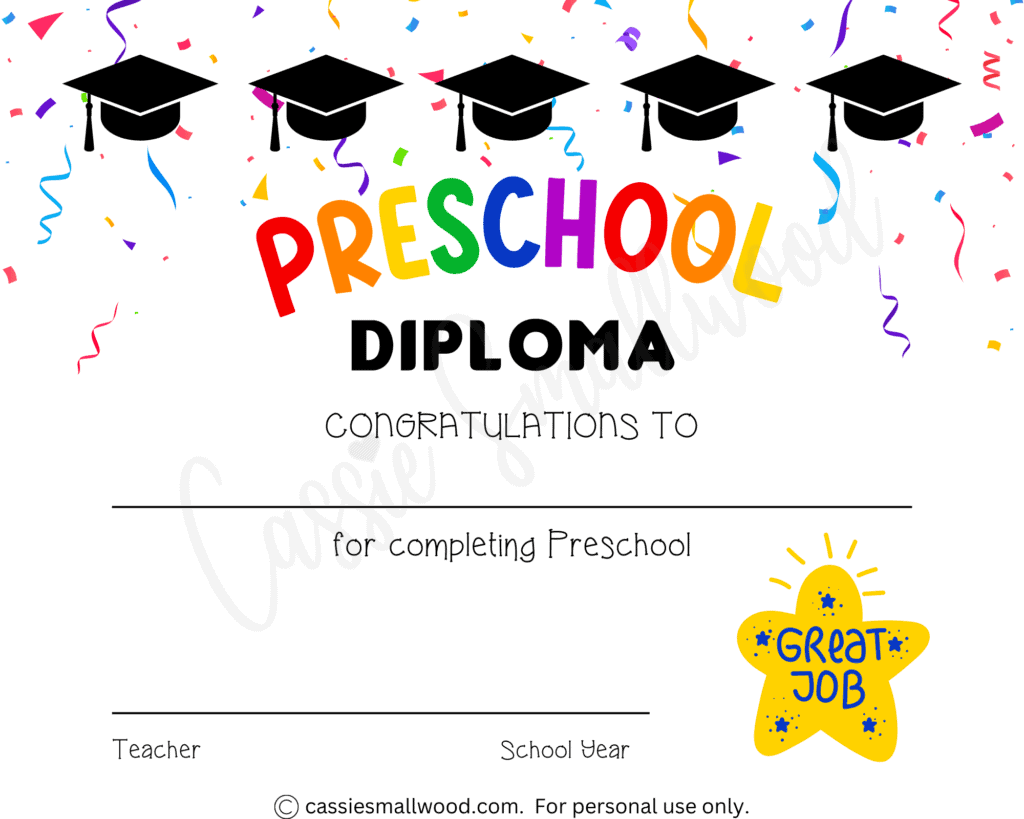 20 Preschool And Kindergarten Graduation Certificates FREE PRINTABLE 