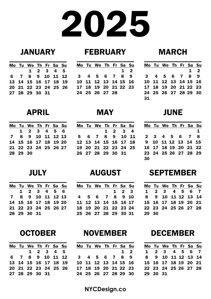2025 Calendar Year Free Printable Brodie Tegg C 