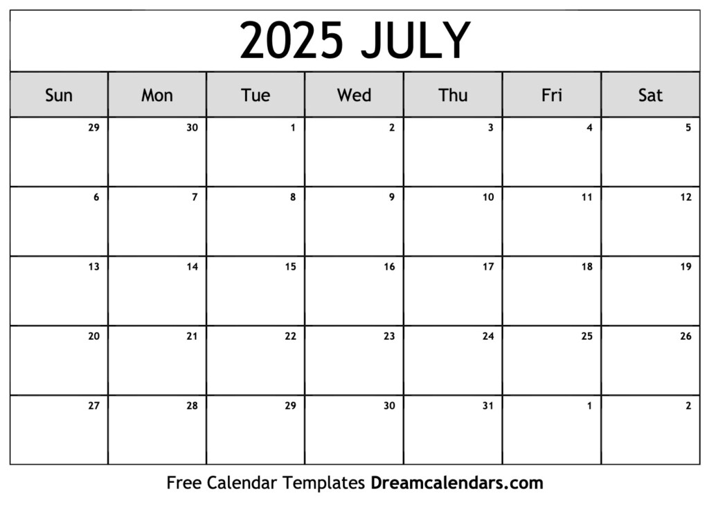 2025 July Calendar Free Printable Monthly Calendar Free Jacob M Petersen