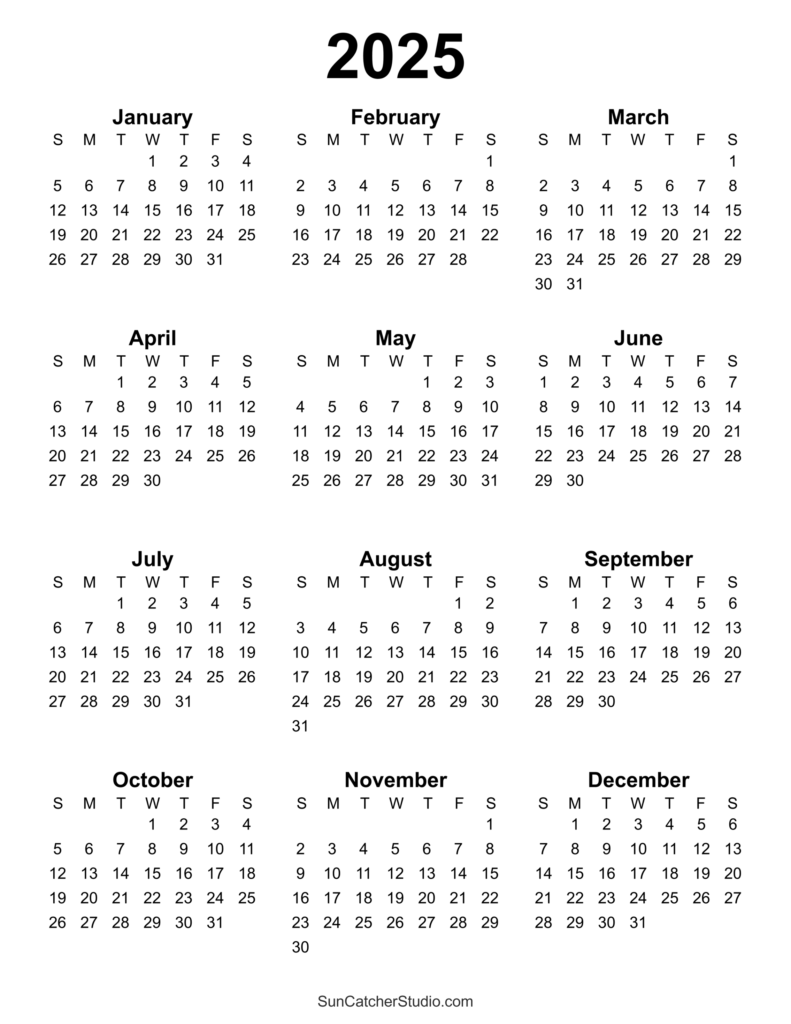 2025 Yearly Calendar Free To Print Pdf Alicia Kater B 