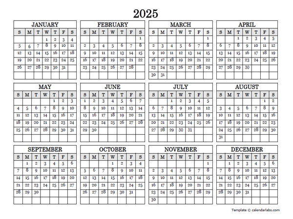 2025 Yearly Calendar Printable With Notes Pdf 2025 Madeline Eagar