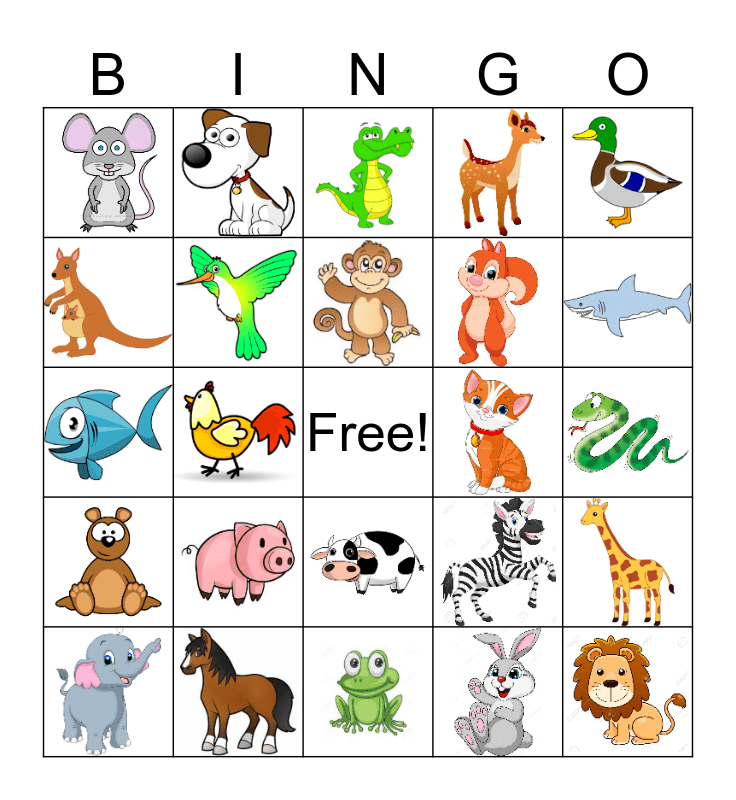 25 Printable Free Printable Animal Bingo Cards Printable Word Searches