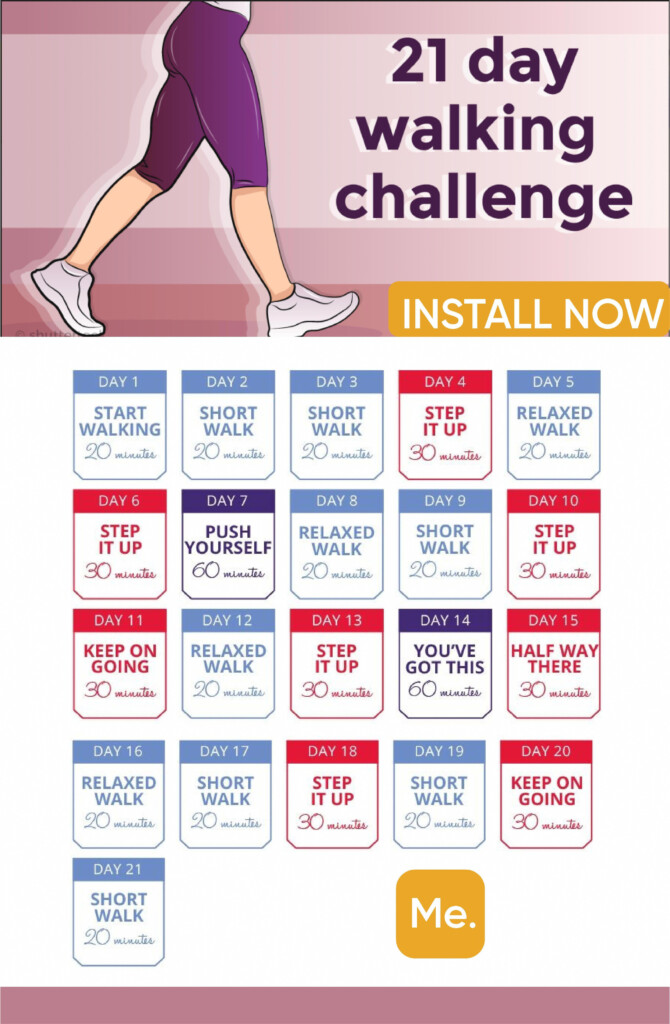 28 Day Indoor Walking Challenge Free Printable Educational Printable 