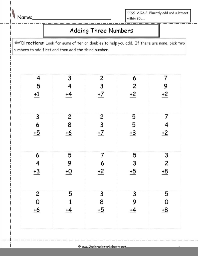 2Nd Grade Stuff To Print Addition Worksheets Printable Math 