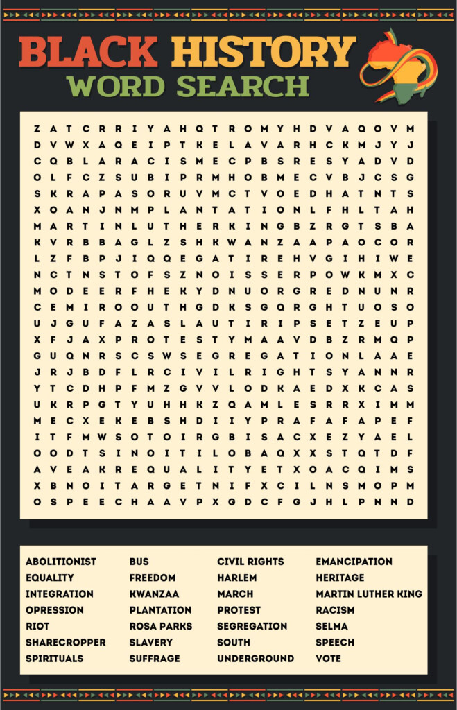 4 Best Images Of Black History Month Word Search Printables Black 
