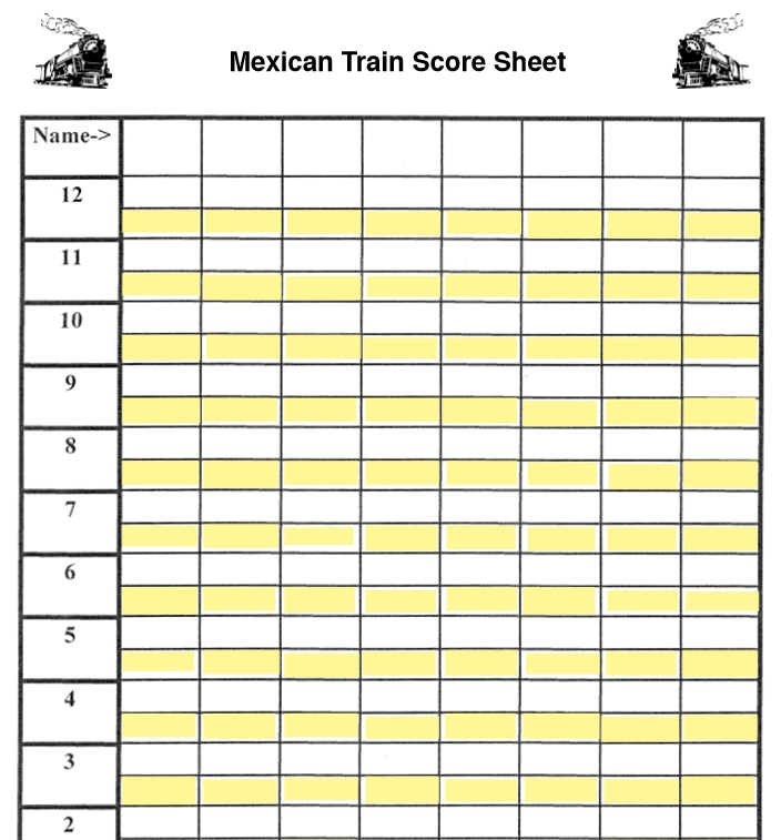 4 Free Sample Mexican Train Score Sheet Templates Printable Samples