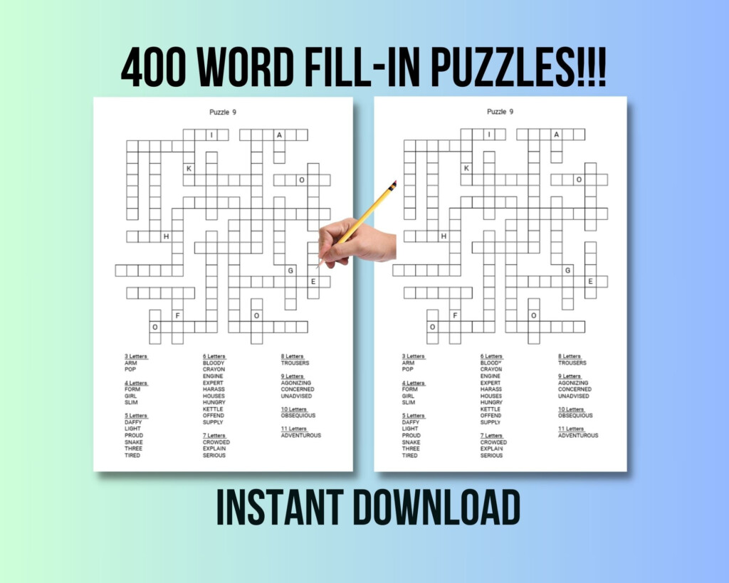 400 Printable Word Fill In Puzzle Pages For Adults Large Print Easy To 