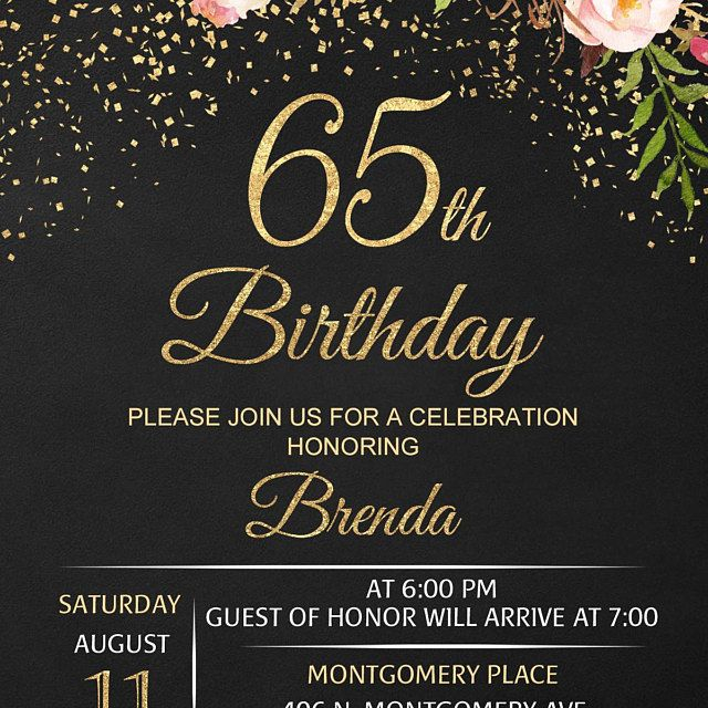 65Th Birthday Invitation Templates Free Printable Word Searches
