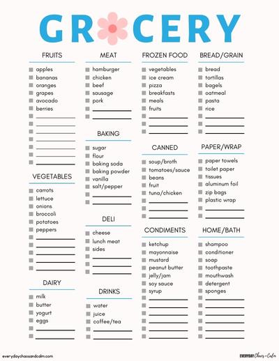 8 Free Printable Grocery Lists PDF Download Grocery Shopping List Pdf