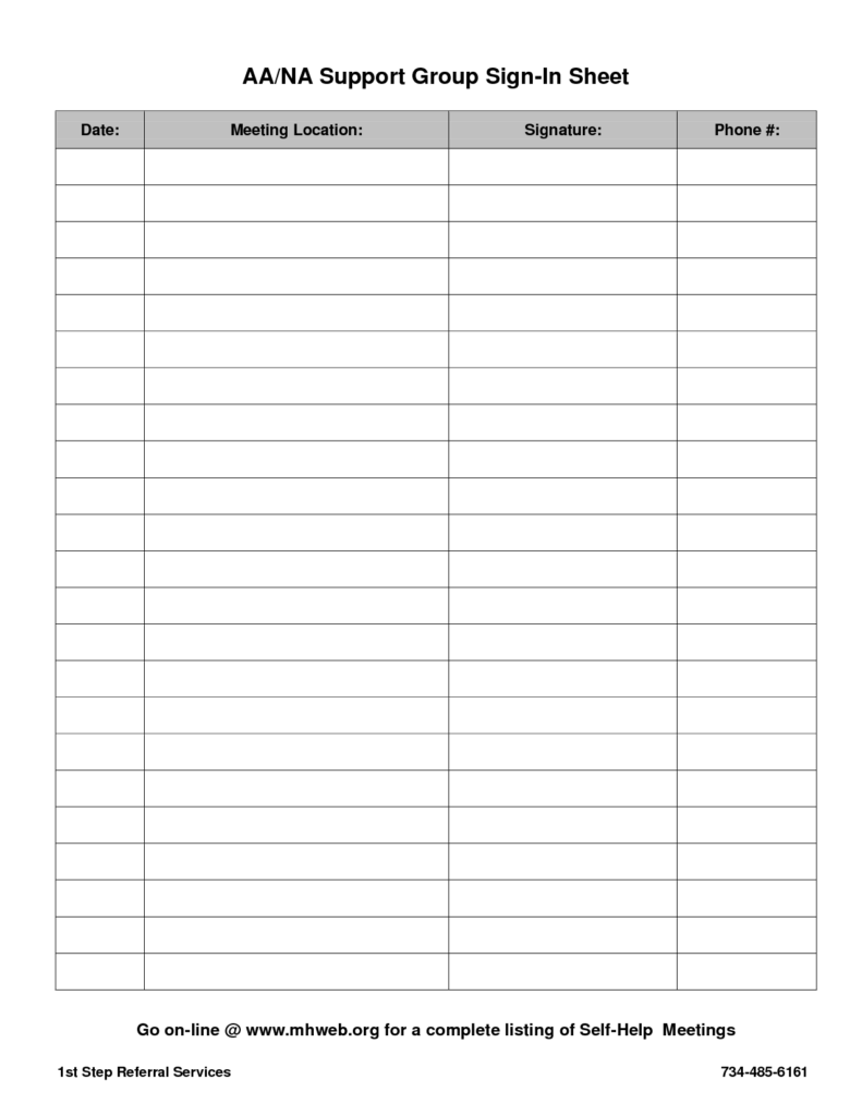 Aa Meeting Sheet Printable