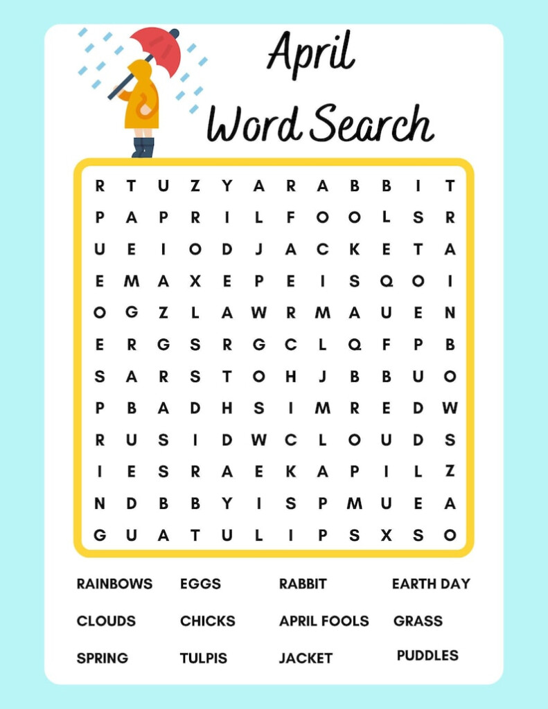 April Word Search Printable Instant Download PDF Etsy