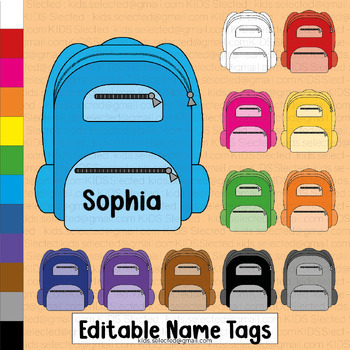Backpack Name Tags Editable Rainbow Student Desk Labels Back To School 