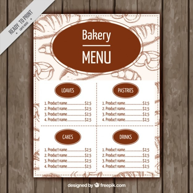 Bakery Menu Template Vector Free Download