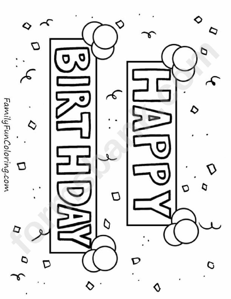 Banner Happy Birthday Coloring Sheets Printable Pdf Download