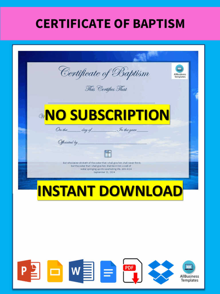 Baptism Certificate Free Printable