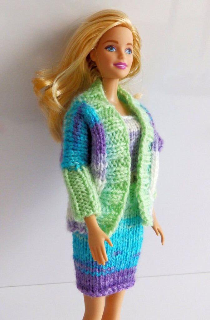 Barbie Knitted Clothes Patterns Free Work 12 Rows Stocking Stitch 
