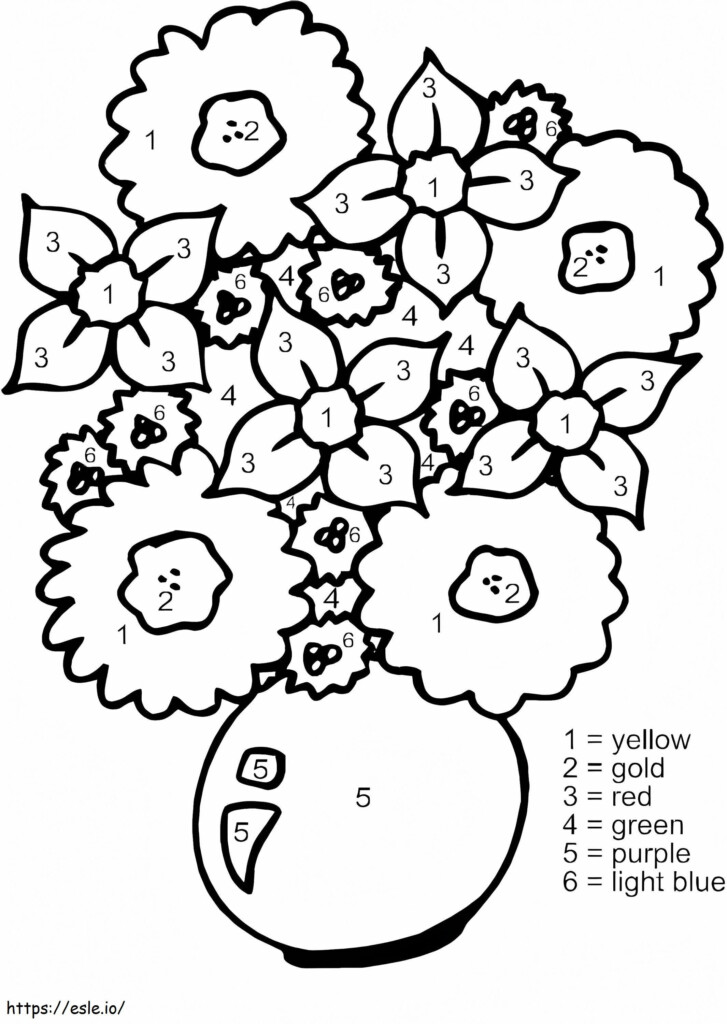Beautiful Flowers Color By Number Coloring Page