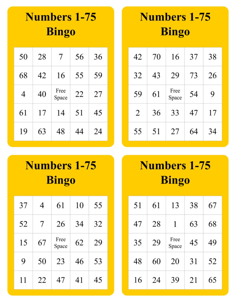 Bingo Numbers 1 75 10 Free PDF Printables
