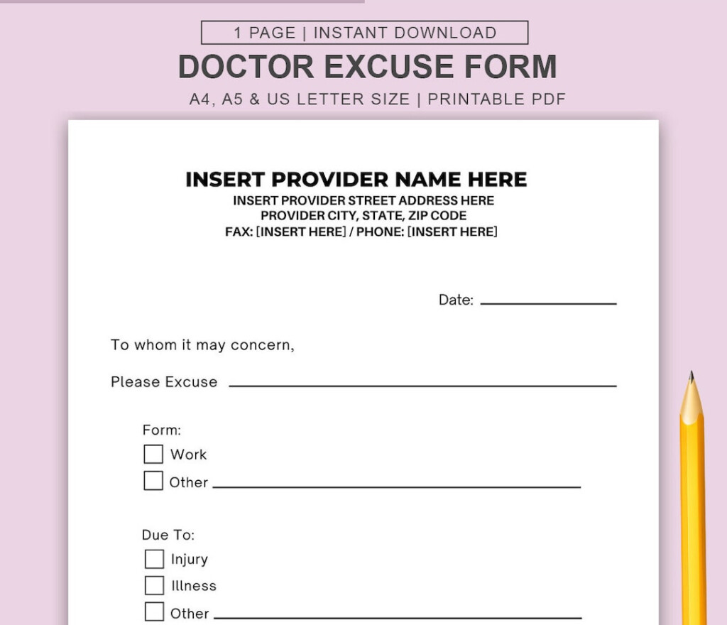 Blank Doctors Note For Free