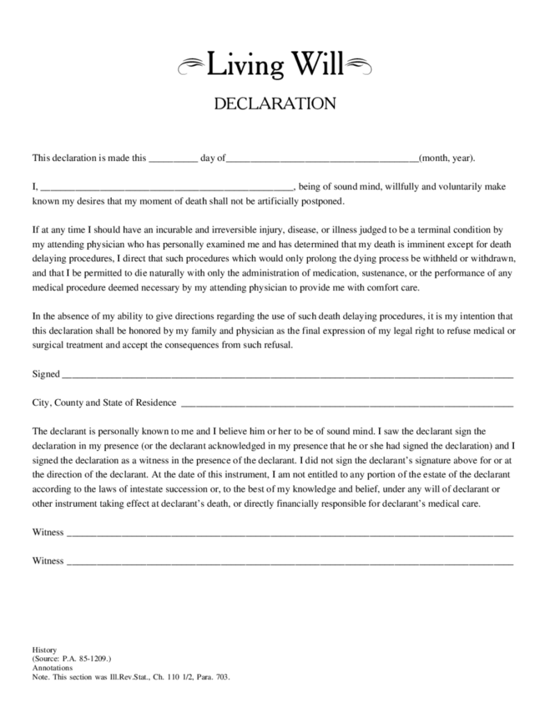 Blank Living Will Forms Free Printable From Legalzoom Living Will 