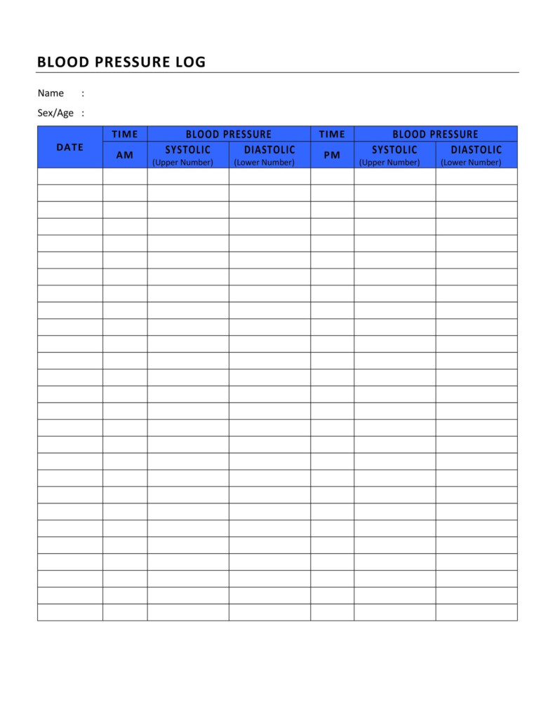 Blood Pressure Tracker Sheet Printable