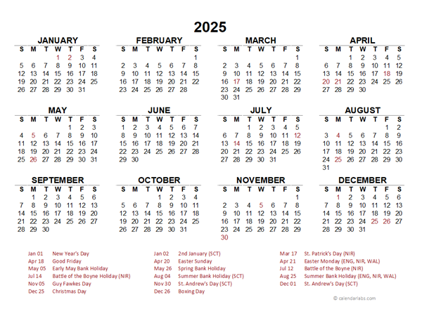 Calendar 2025 Uk Mie O Schmidt