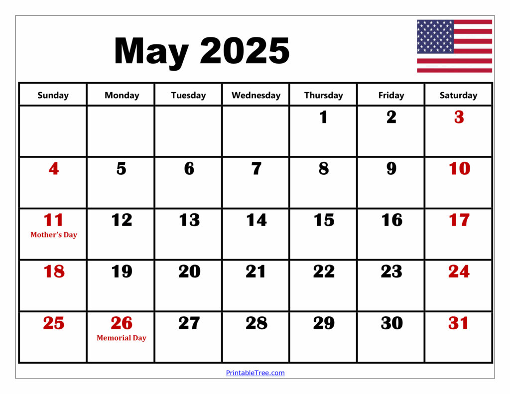 Calendar May 2025 Printable Free Sara V Simonsen