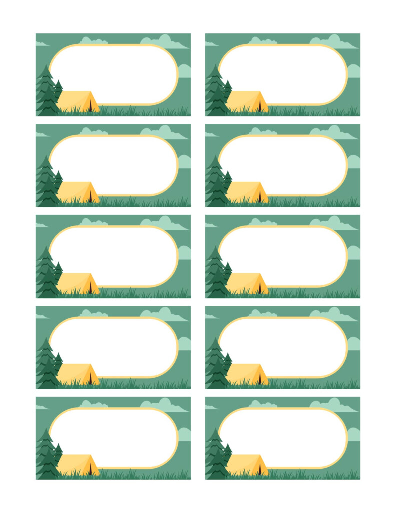 Camping Kindergarten Name Tags 10 Free PDF Printables Printablee