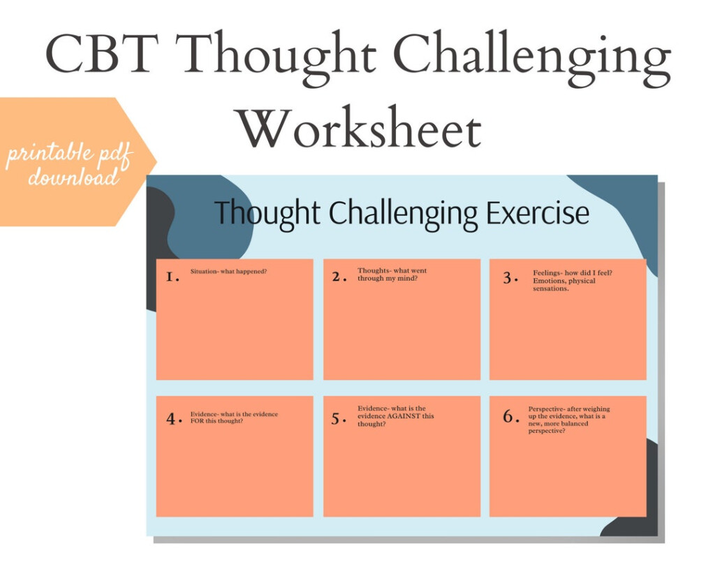 CBT Worksheets Printable instant Download Cognitive Behavioural 