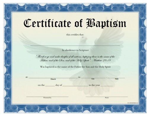 Certificate Of Baptism Free Printable