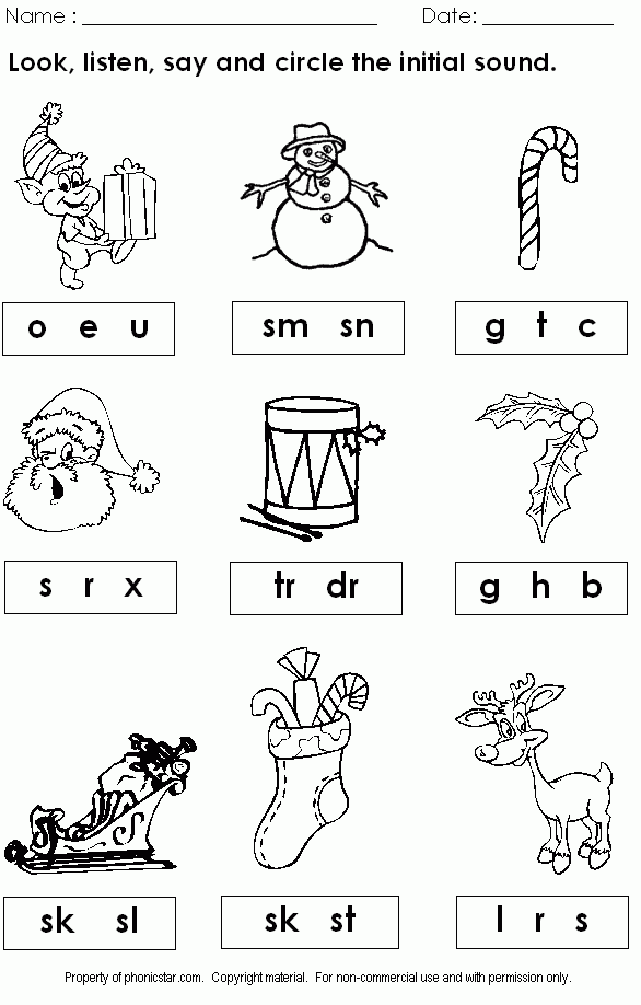 Christmas Phonics Worksheet