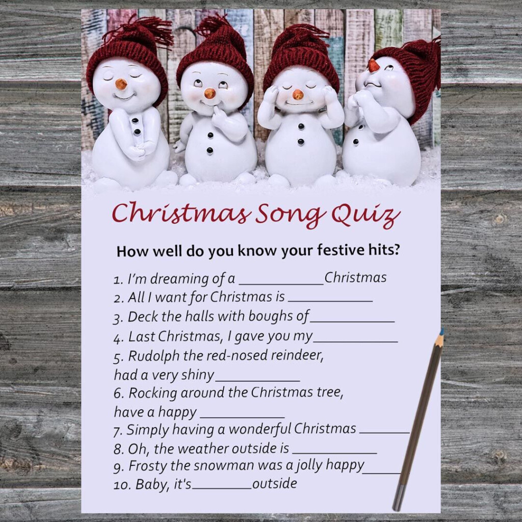 Christmas Song Trivia Printable FREE Printable HQ