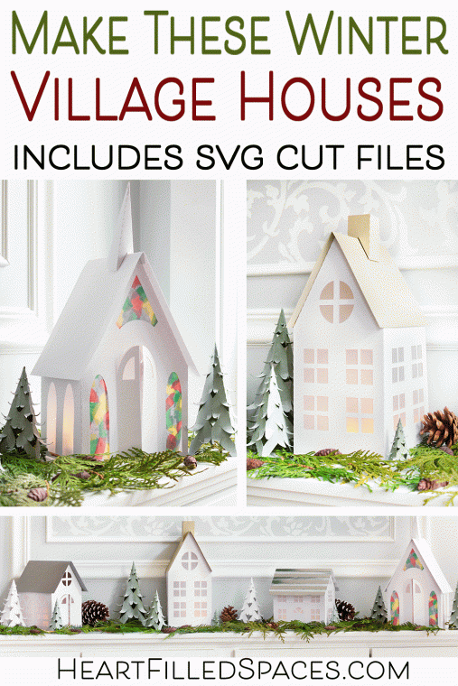 Christmas Village Houses Paper Craft Free Templates Heart Filled 
