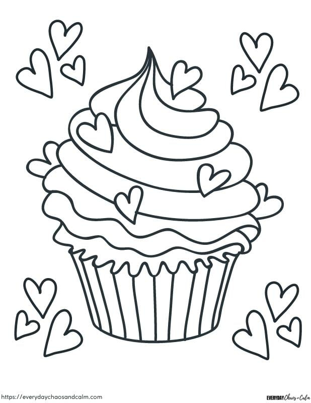 Coloring Printable Cupcake 50 Kawaii Coloring Pages Fun Cute