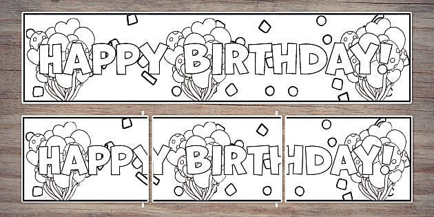 Colouring Birthday Banner Twinkl Party teacher Made 