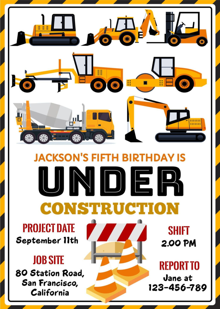 Construction Birthday Party Invitations Free Printable Birthday 