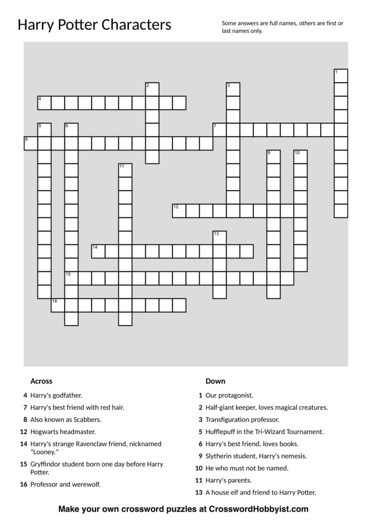 Create Your Own Crossword Puzzle Free Printable