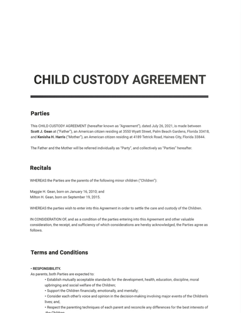 Custody Agreement Free Printable Child Custody Forms Printable Forms 