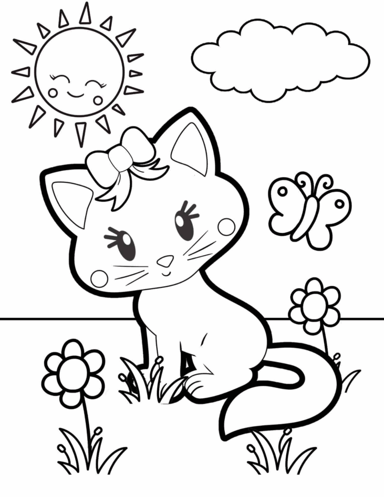 Cute Cat Coloring Page Free Printable Free Kids Coloring Pages Cat 