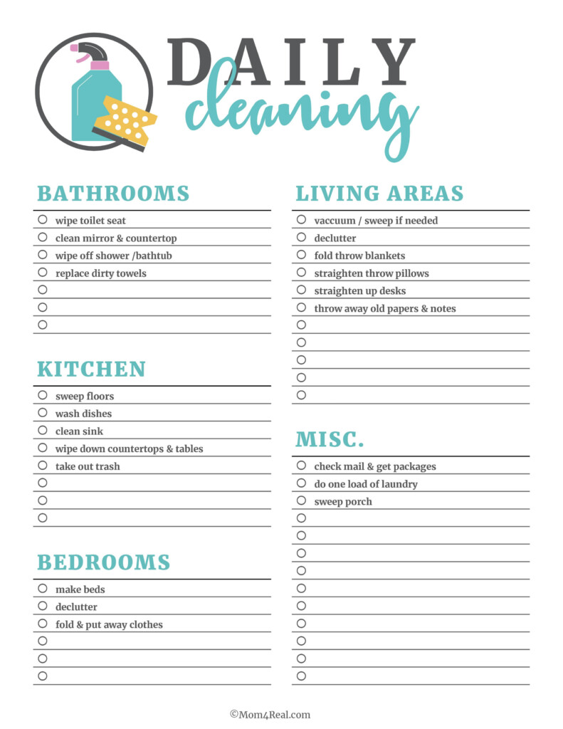 Daily Cleaning List Pdf