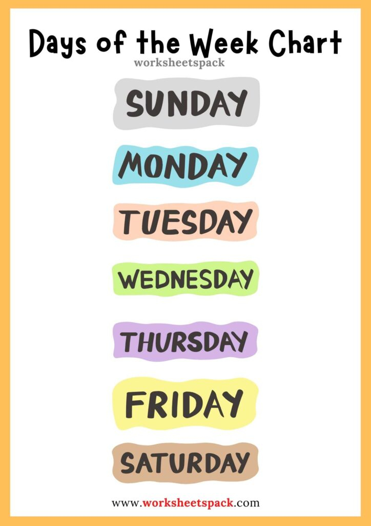 Days Of The Week Printables Pdf Free