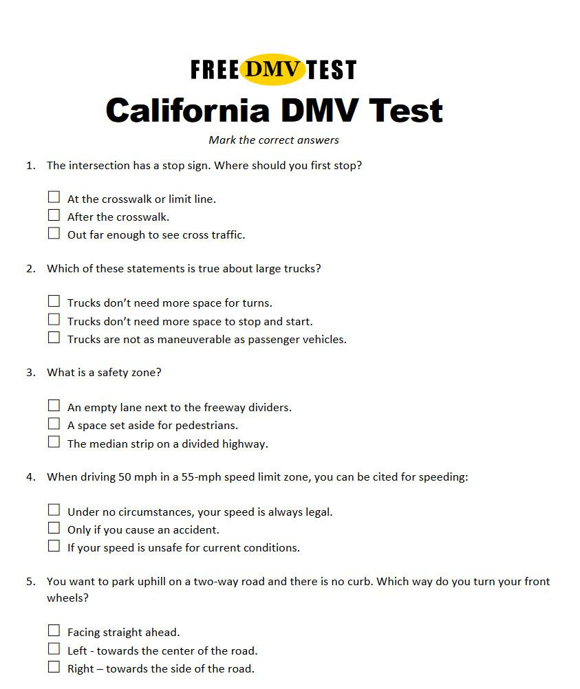 Dmv Written Test Practice 2025 California Ali Sleath
