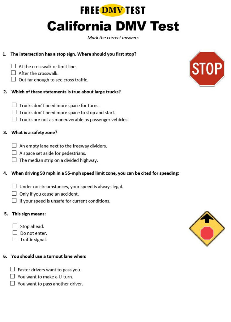 Dmv Written Test Practice 2025 California Ali Sleath