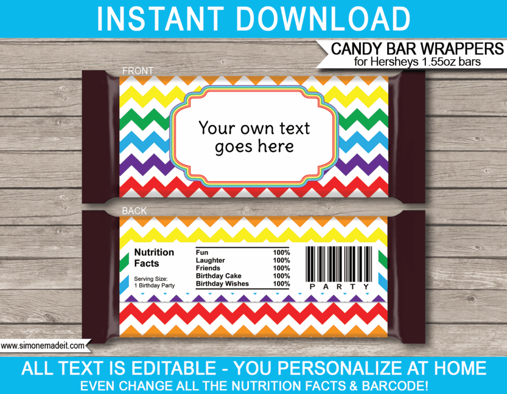Editable Printable Hershey Candy Bar Wrapper Template Free Printable 