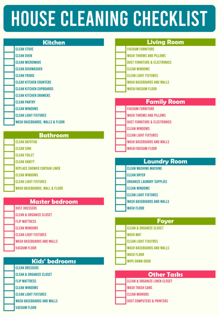 Editable Professional House Cleaning Checklist Printable