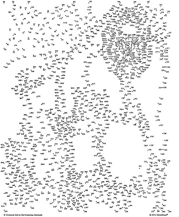 Extreme Dot To Dot Animals Free Printables