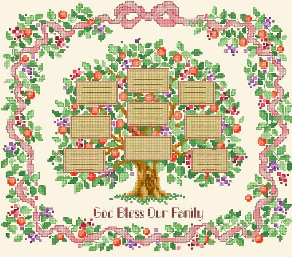 Family Tree Pattern Cross Stitch Pattern Modern Hand Embroidery 